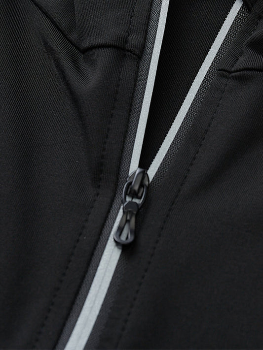 Men's 3-Piece Sports Set with Jacket, Shirt and Elastic Leggings