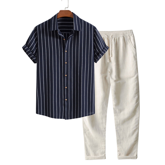 Men's Striped Summer Set - Shirt + Pants