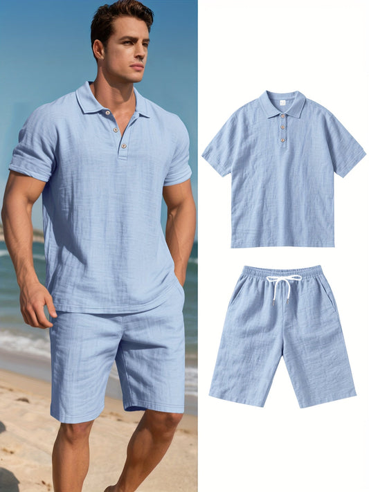 Men’s Linen Set with Polo & Shorts – Lightweight and Stylish for Summer