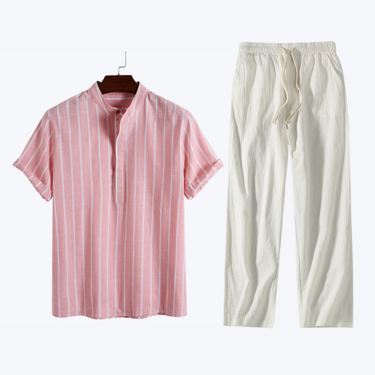 Men's Striped Summer Set – Shirt + Pants