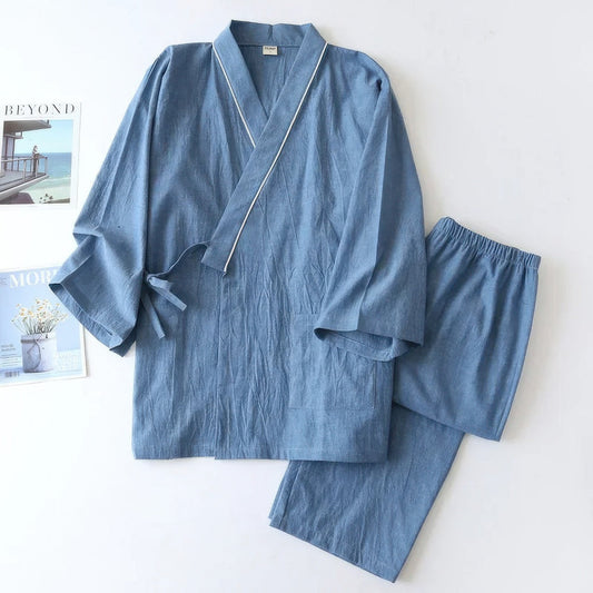 Traditional Japanese Men’s Pajama Set in Kimono Style