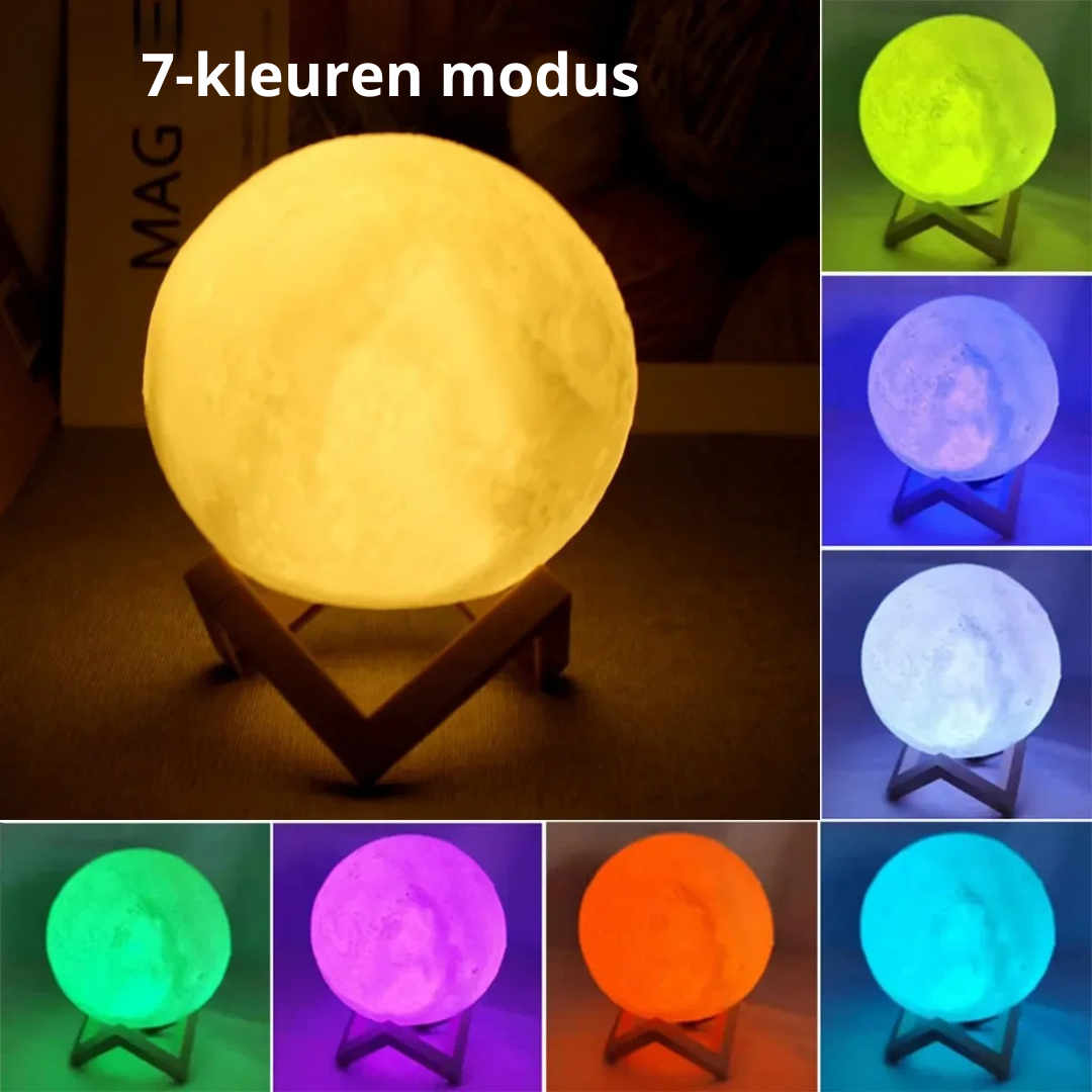 LED Moon Lamp 8 cm with Wooden Tripod – Atmospheric Night Lamp