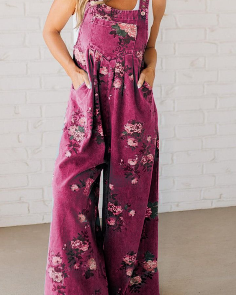 Bloom Garden Jumpsuit – Relaxed Wide-Leg & Vintage Floral Print