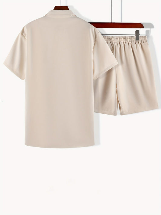 Men's two-piece summer set – shirt with lapel collar and shorts