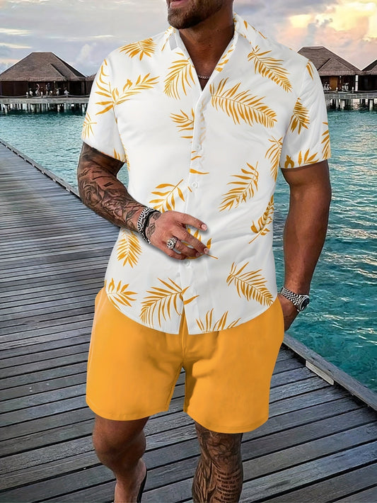 Men's Summer Set – Tropical Shirt with Plain Shorts