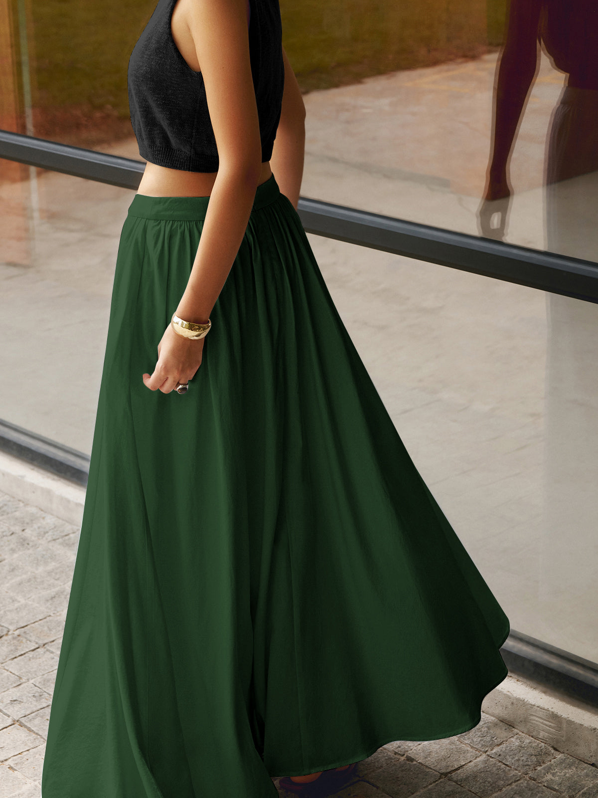 Flared Maxi Skirt with Side Pockets – Comfort & Elegant Fit