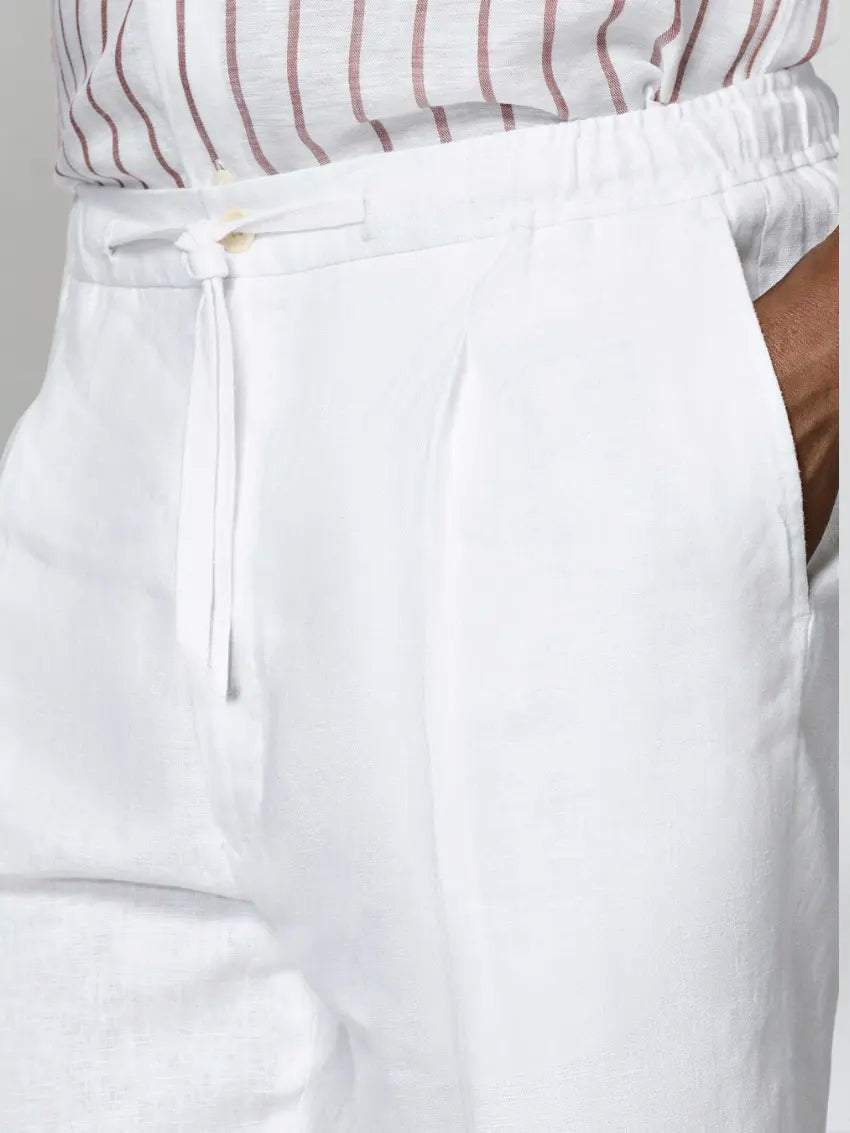Men's White Linen Trousers – Airy Summer Trousers for Beach & City