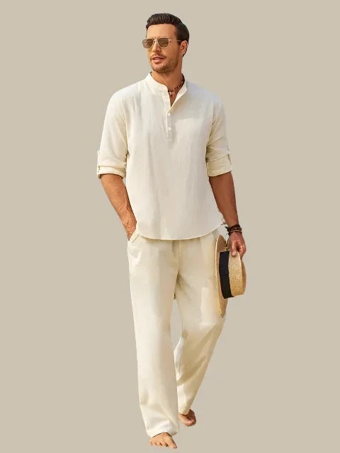 Stylish 2-Piece Men's Linen-Cotton Set – Lightweight & Breathable for Summer
