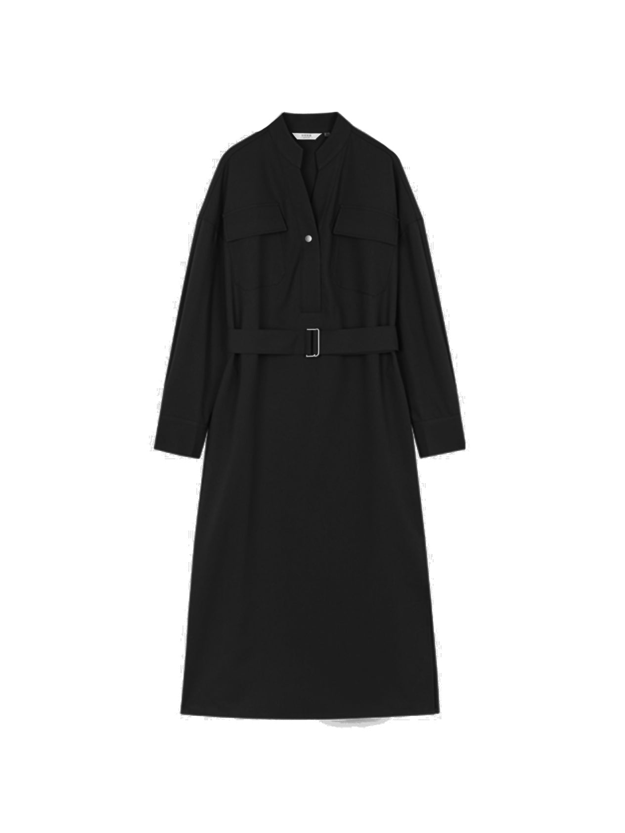 Elegant Women's Dress with V-Neck, Belt and Button Closure