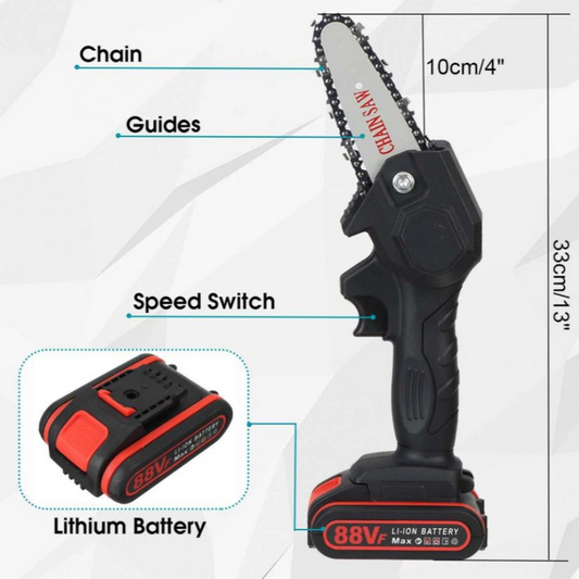 Cordless Electric Chainsaw with Battery – For Pruning and Sawing Without Hassle