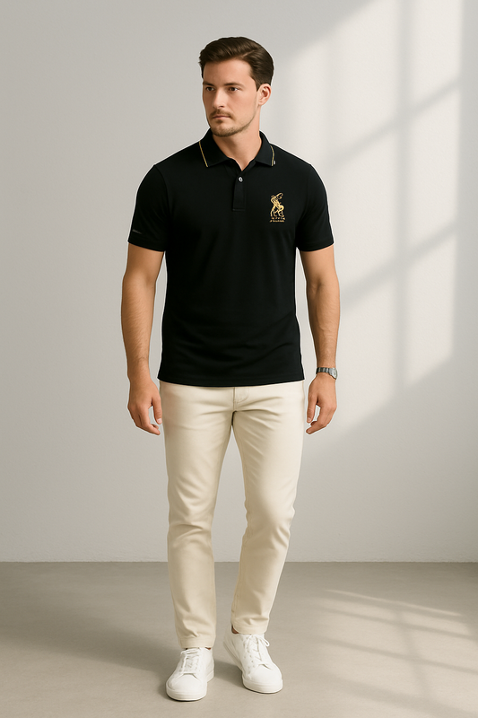 Embroidered Men's Polo with Classic Fit - Stylish & Comfortable