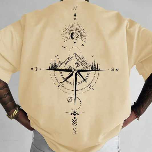 Men's Compass Print T-Shirt – For Adventure and Comfort