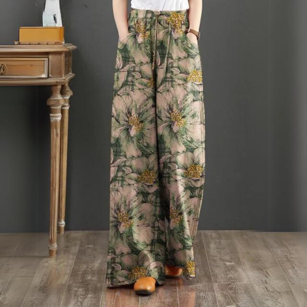 Airy Palazzo Pants with Floral Print for Women