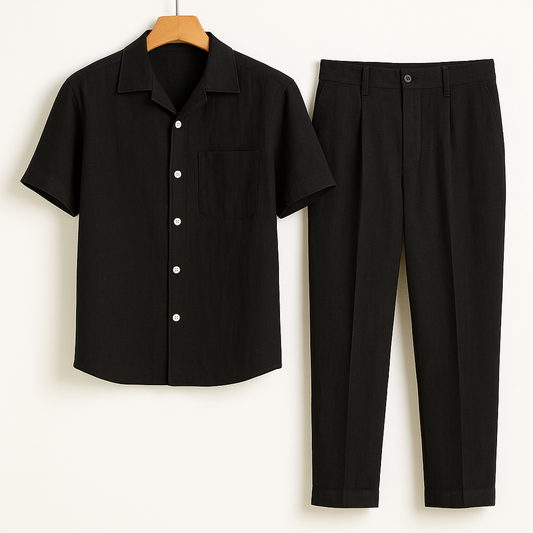 Old Money Style Short Sleeve Linen Set – Men