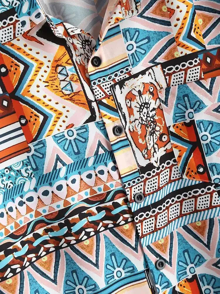 Bohemian Men's Shirt with Aztec Print – Striking Summer Style