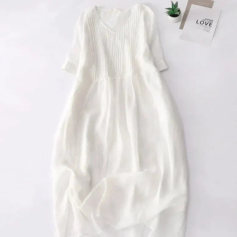 Serene Maxi Dress with Pleats and Soft Colors for Women