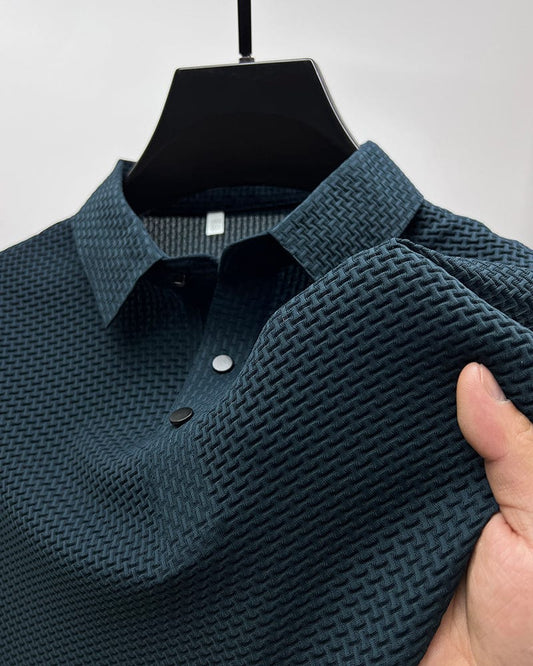 Men's Textured Knit Polo Shirt – Slim Fit & Refined Look