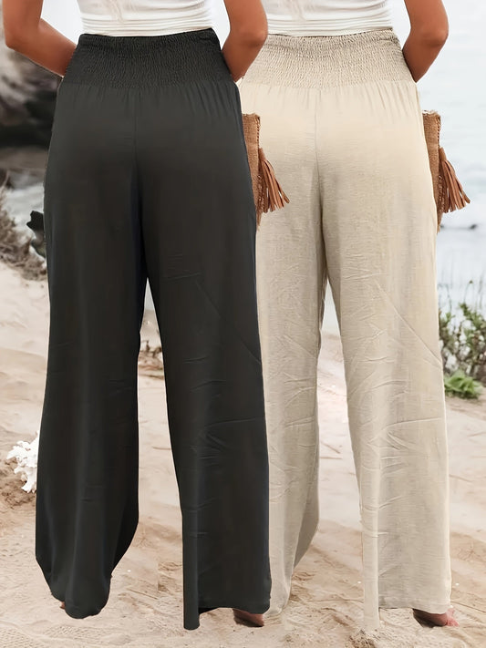 Set of 2 Wide Women's Trousers – in Airy Style