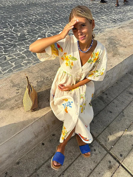 Elegant Women's Summer Dress with Floral Print