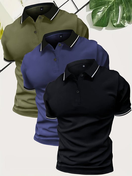 Men’s Polo Shirt 3-Pack – Breathable Lightweight Fabric
