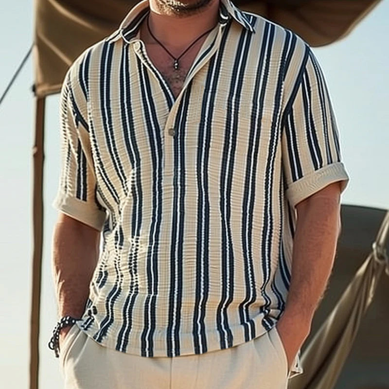 Men's Striped Short Sleeve Shirt – Lightweight and Stylish