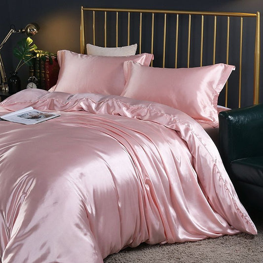 Cooling Satin Bed Linen 4-Piece Set – Luxury Duvet Cover & Pillowcases