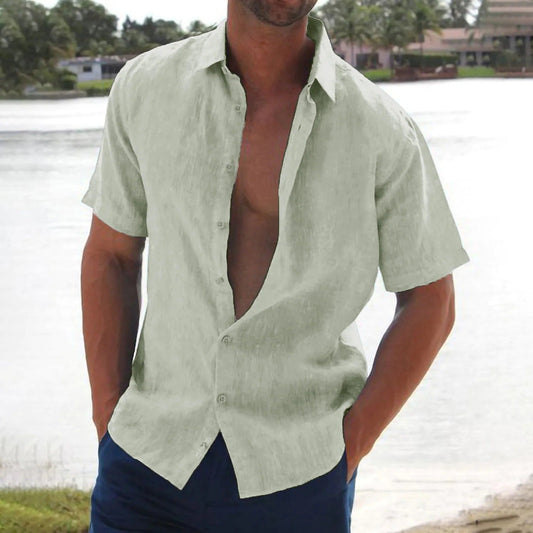 Casual Linen Men's Short Sleeve Shirt