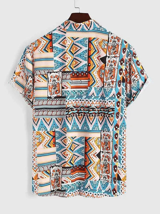 Bohemian Men's Shirt with Aztec Print – Striking Summer Style