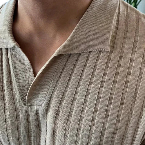 Airy Ribbed Short Sleeve Polo Shirt for Men – Summer Look