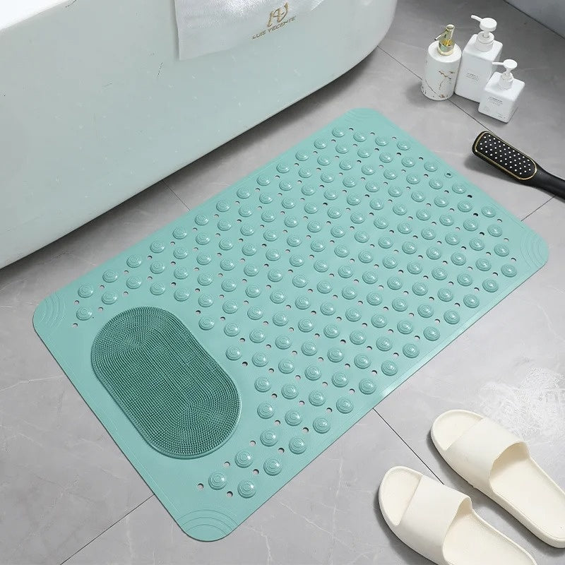 Non-slip shower mat with foot massage and cleaning function