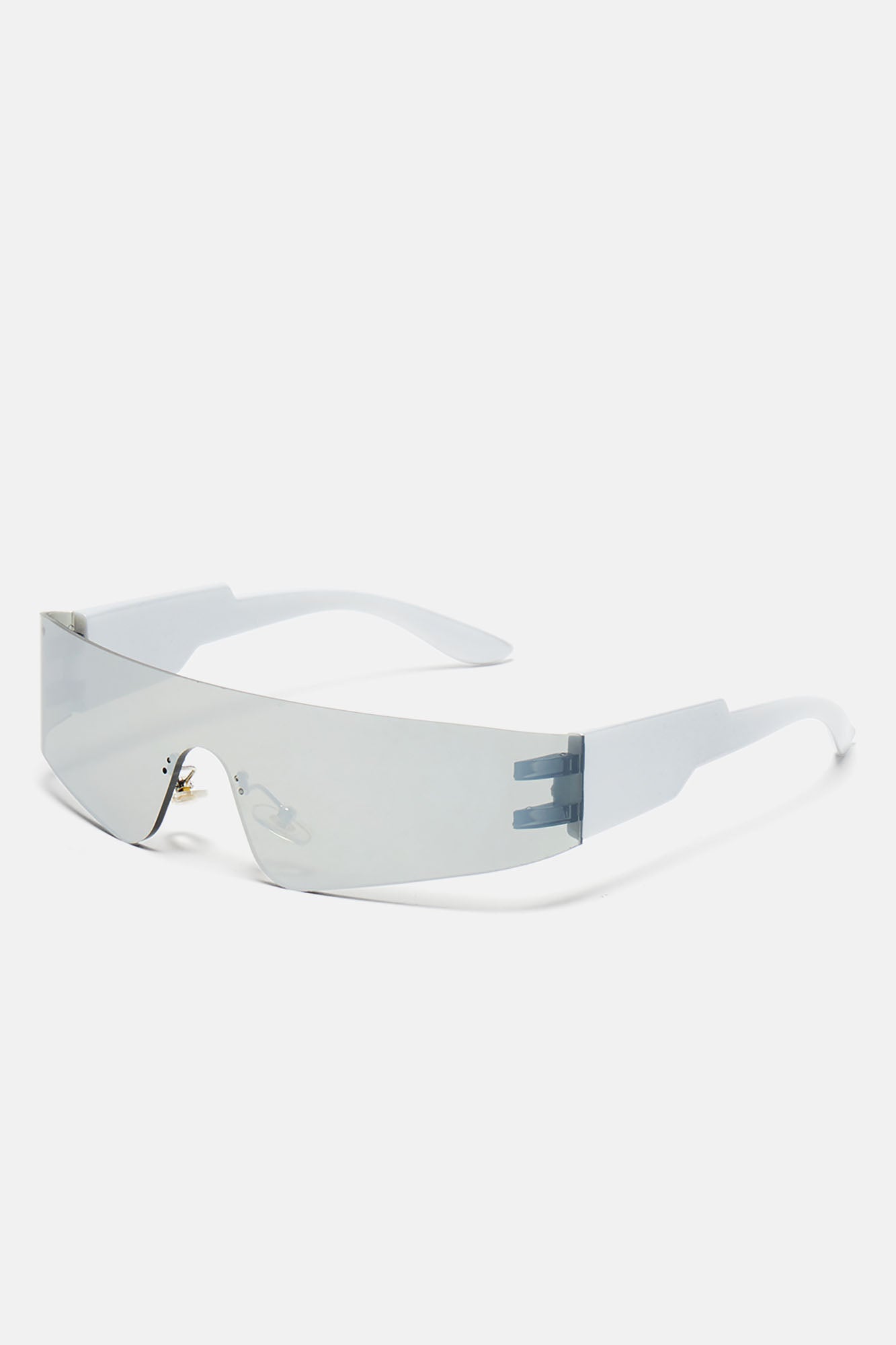 Silver rimless sunglasses with mirrored lenses – unisex statement sunglasses