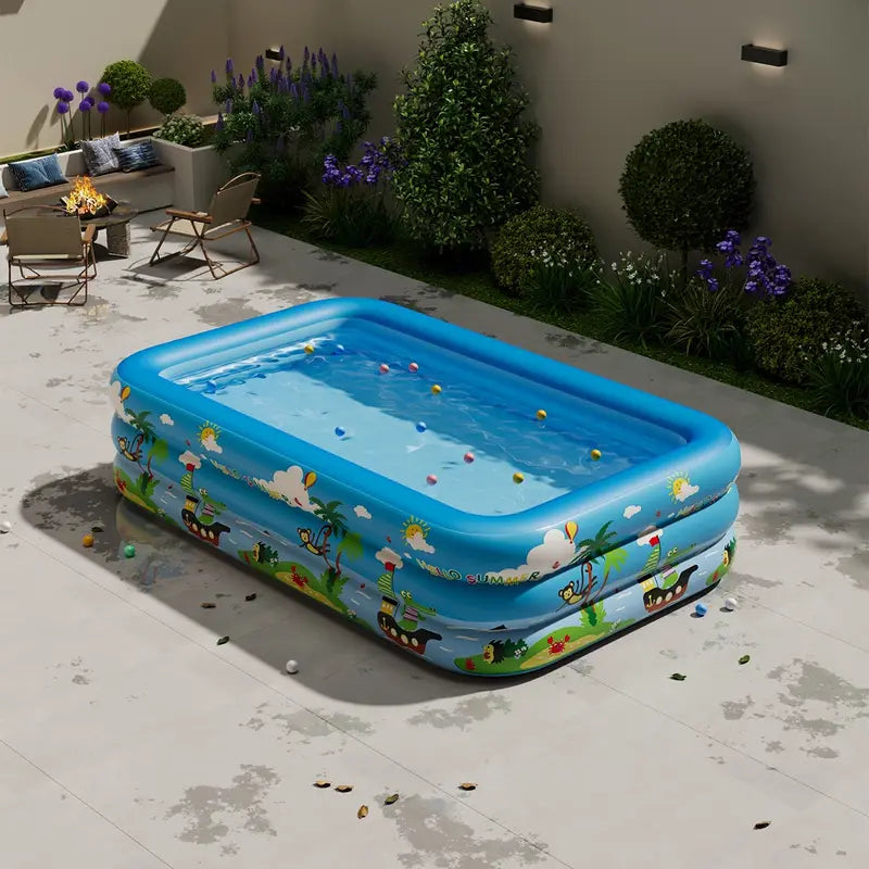 Inflatable Children's Pool with Slide in Circular Design