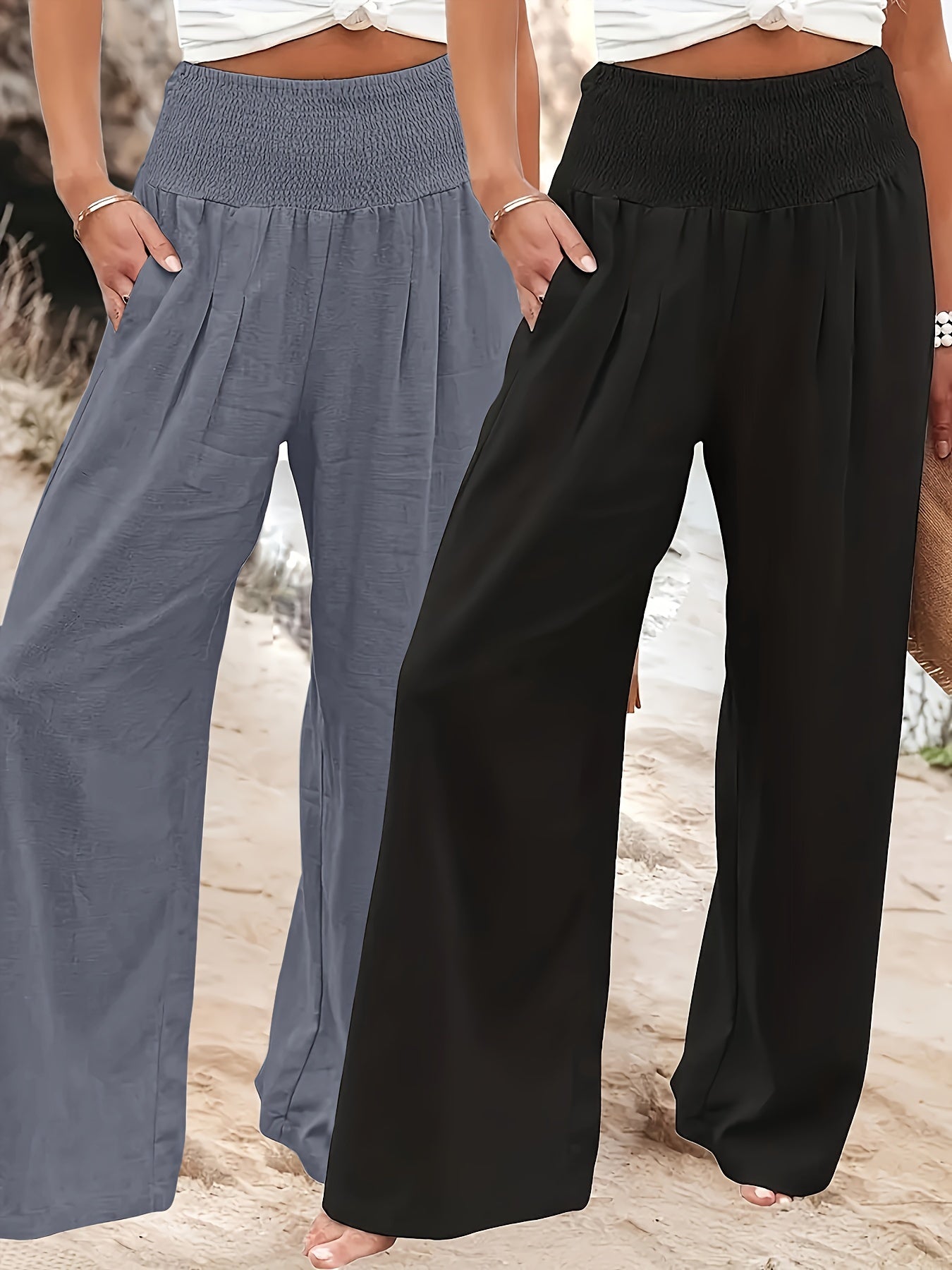 Set of 2 wide women's trousers – Stylish and comfortable