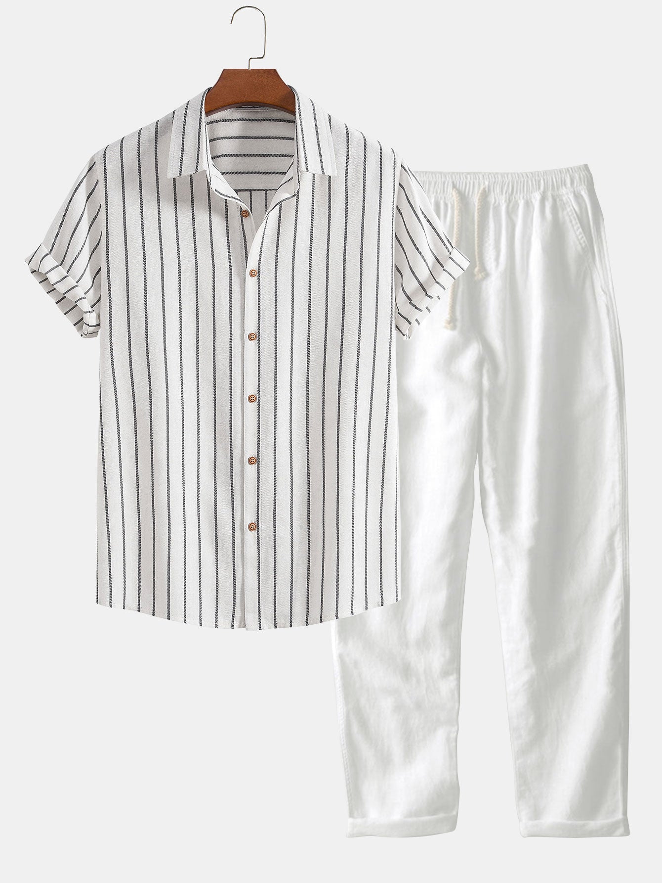 Men's Striped Summer Set - Shirt + Pants