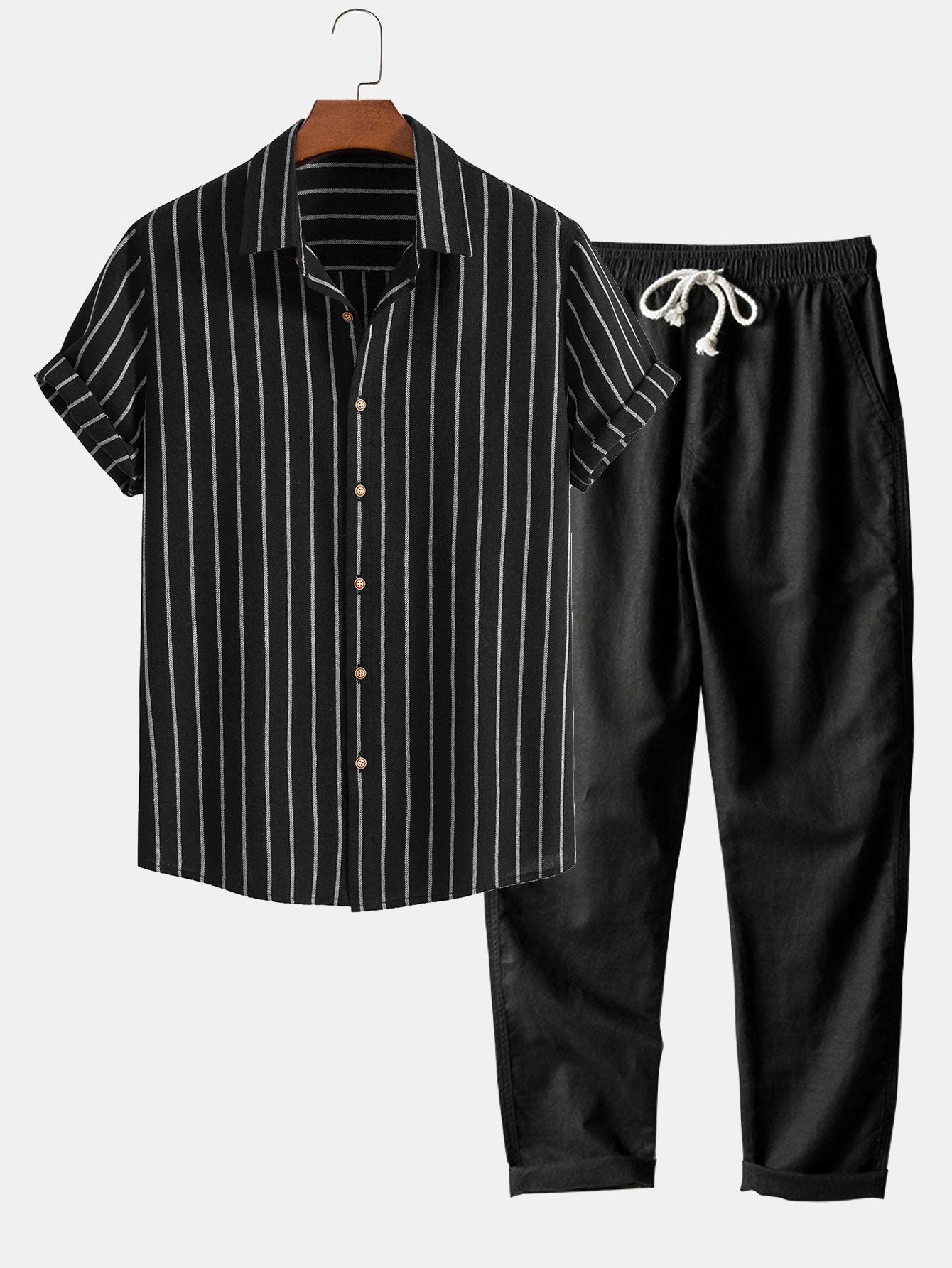Men's Striped Summer Set - Shirt + Pants