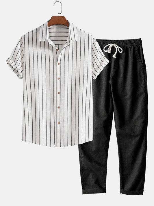 Men's Striped Summer Set - Shirt + Pants