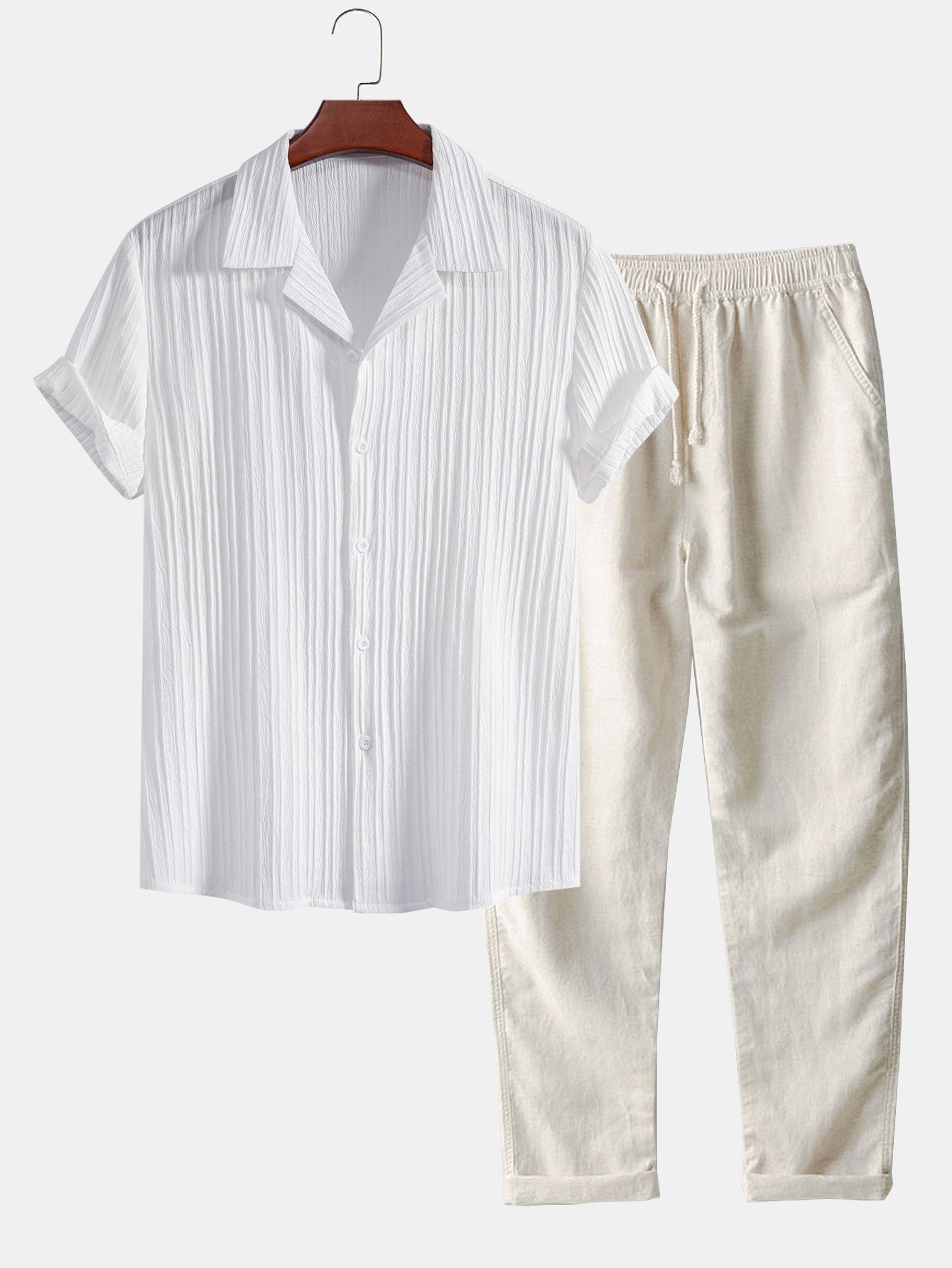Airy Men's Summer Set with Short Shirt and Straight Pants – Casual Fit