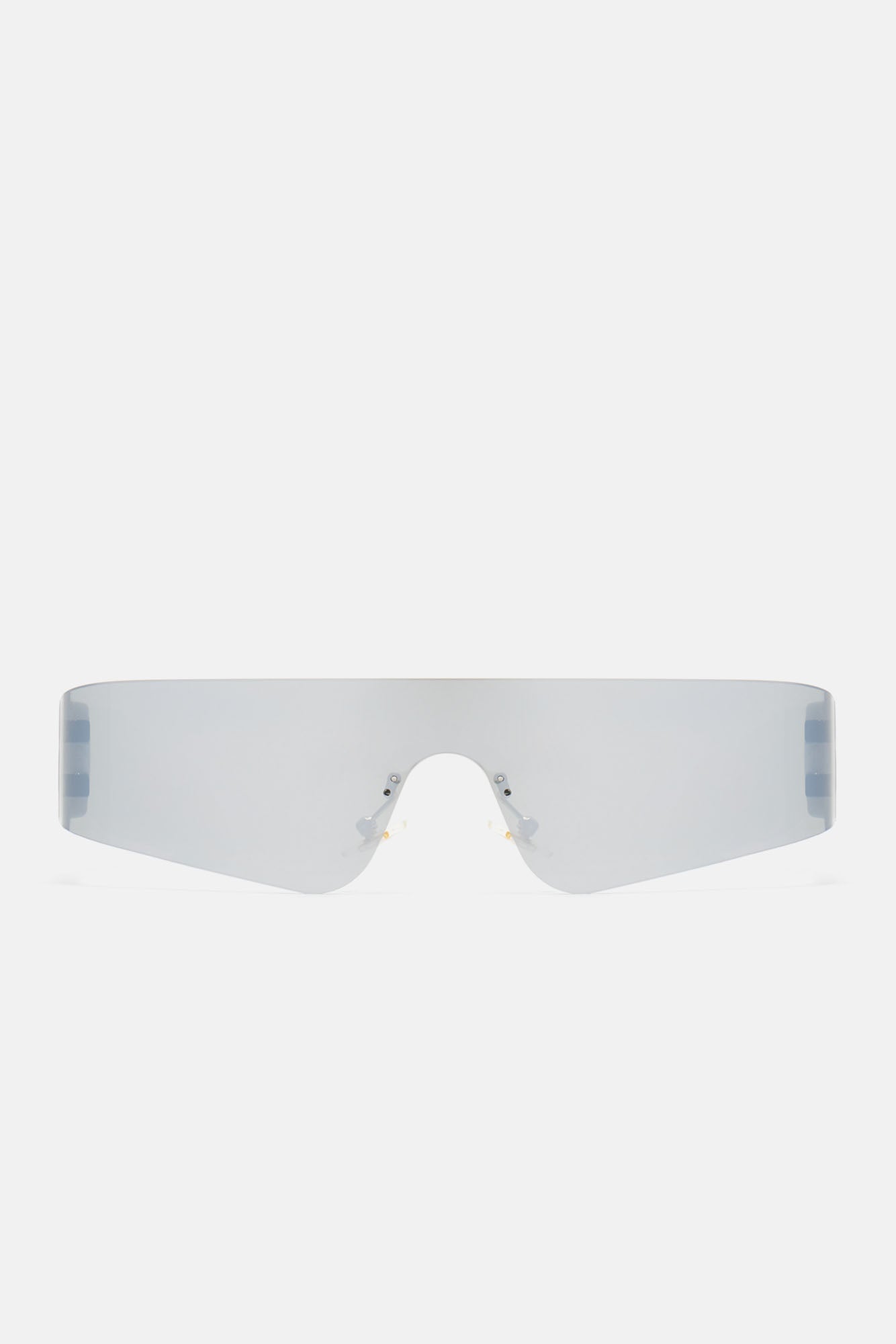 Silver rimless sunglasses with mirrored lenses – unisex statement sunglasses