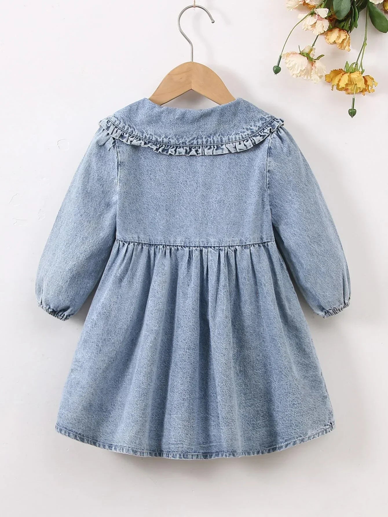 Denim Kids Dress with Ruffle Collar – Playful &amp; Stylish for Any Occasion
