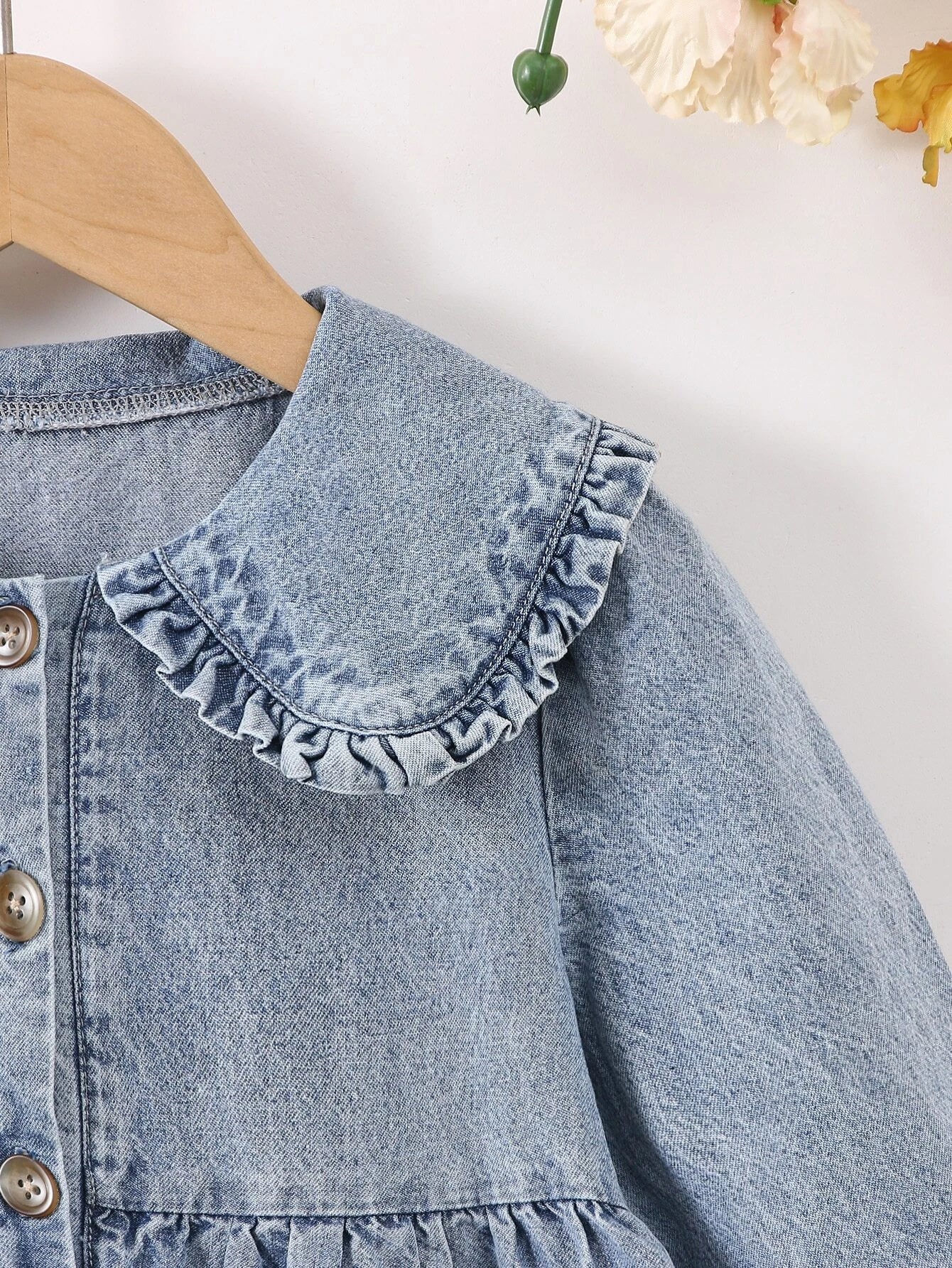 Denim Kids Dress with Ruffle Collar – Playful &amp; Stylish for Any Occasion