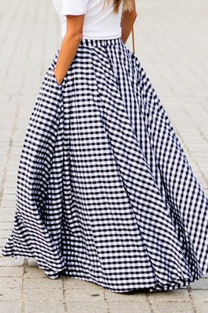 Women’s High-Waist Plaid A-Line Culotte Skirt