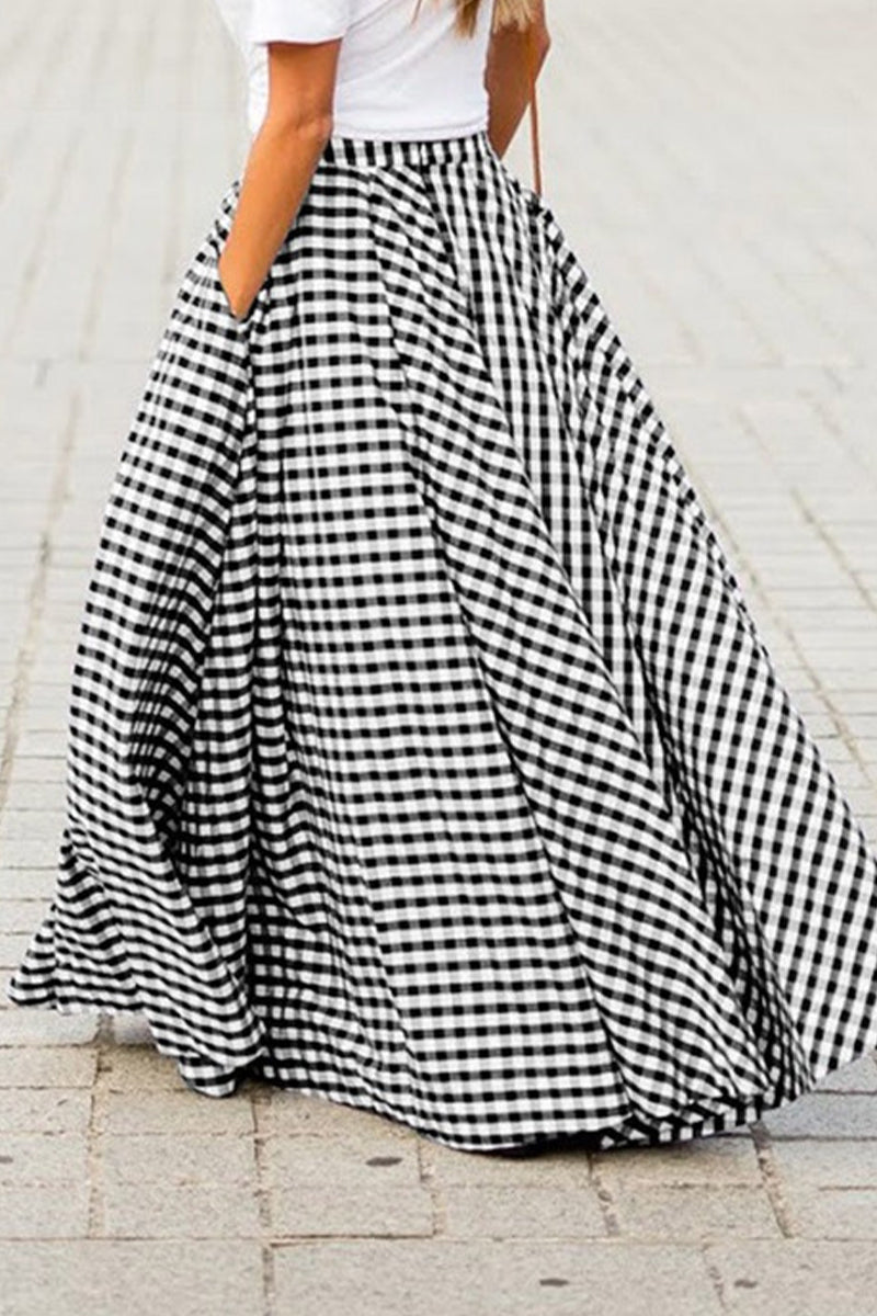 Women’s High-Waist Plaid A-Line Culotte Skirt