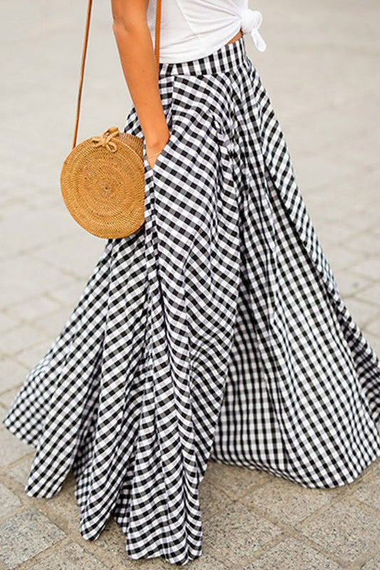 Women’s High-Waist Plaid A-Line Culotte Skirt