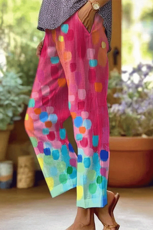 Lightweight Women’s Summer Pants with a Casual Fit and Printed Design