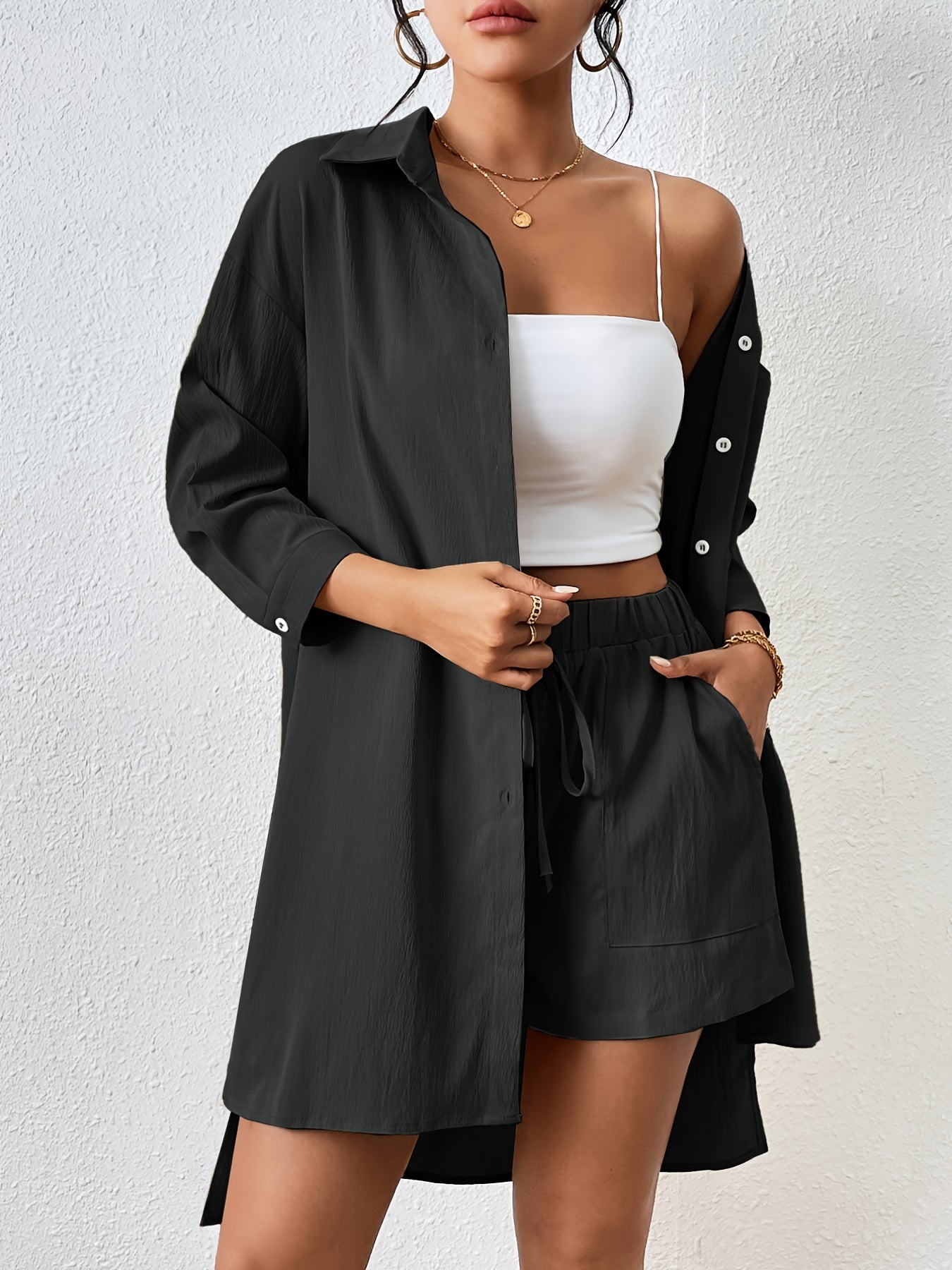 luxurious ladies set with shirt and shorts