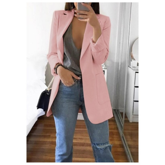 Elegant Casual Blazer with Shoulder Pads for Women