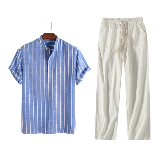 Men's Striped Summer Set – Shirt + Pants