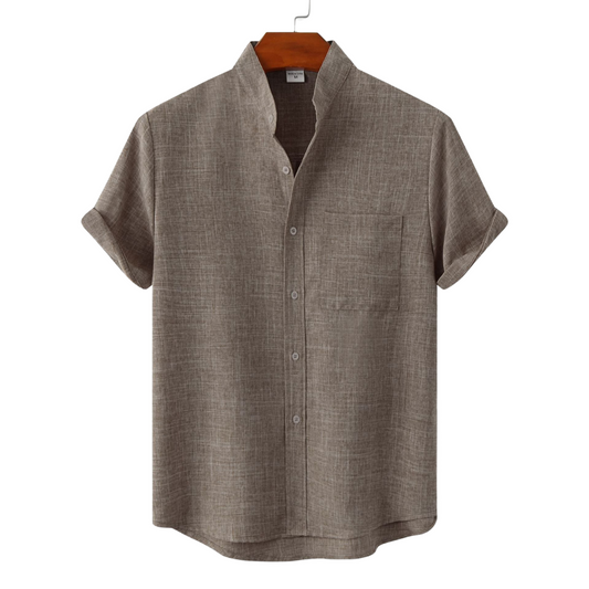 Stylish Solid Color Cotton Button-Down Shirt for Men