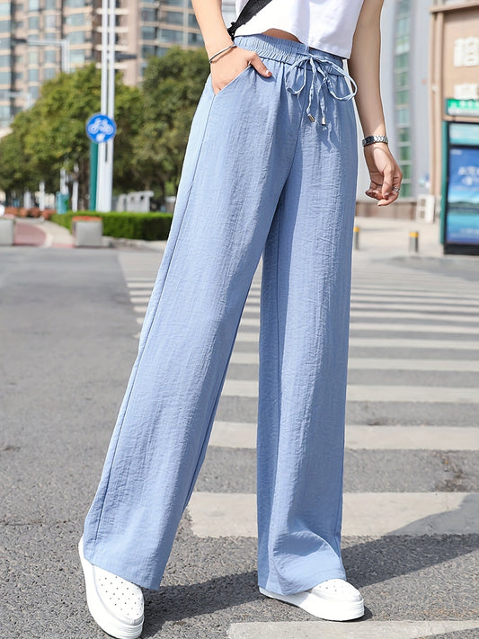 Wide Women's Trousers with Drawstring