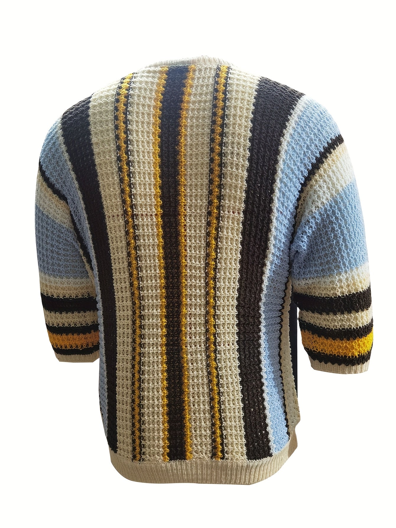 Airy Knitted Men's Sweater with Wide Stripes